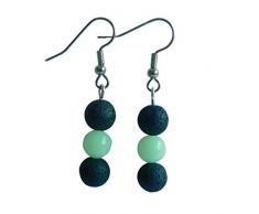 Lava schwarz mit Leuchtkugeln Ohrringe Ohrhänger Material Ohrstecker aus Chirurgenstahl