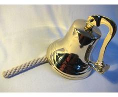 Schöne Schiffsglocke aus Messing mit Halterung und Bändsel