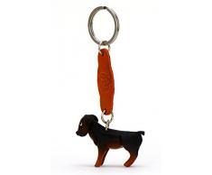 Monkimau 8007 Rottweiler Hund-e Schlüsselanhänger Schlüssel-markierung Deko-Figur 3D Charm-s 5cm handgefertigte Haus-Tier Leder Anhänger Tier-Liebhaber Geschenk Spielzeug Ornamente Deko-Ration