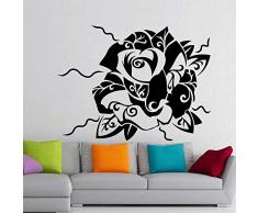 Rose Flower Wandaufkleber Abnehmbare Blume Wandtattoo Home Schlafzimmer Dekoration Rose Muster Wandkunst Wandbild Romantik Dekor 42X32Cm