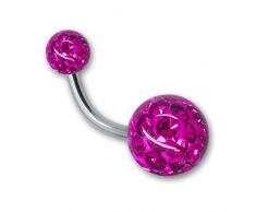 SoulCats® Bauchnabelpiercing Piercing Banane mit Kristall Kugel Gel Epoxy Überzug Stab 1,6, Farbe:pink;Länge:10 mm