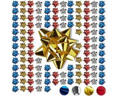 Relaxdays, Bunt Geschenkschleifen 100er Set, Selbstklebend, Kleine Dekoschleifen für Weihnachten & Geburtstag, Ø 5 cm