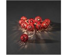 Konstsmide LED Dekolichterkette, kleine rote Metallbälle, 10 warm weiße Dioden, batteriebetrieben, Innen, 3x AA 1,5 V exklusive, transparentes Kabel 3188-553