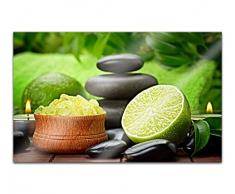 Acrylglasbilder 80x50cm Wellness Feng Shui Spa grün Steine Zitrone Blatt Acryl Bilder Acrylbild Acrylglas Wand Bild 14H979
