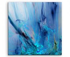 Quadratische Fotoleinwand 90x90cm abstrakt modern chic chic dekorativ schön deko schön deko e blaue Farbschlieren auf Leinwand exklusives Wandbild moderne Fotografie für ihre Wand in vielen Größen