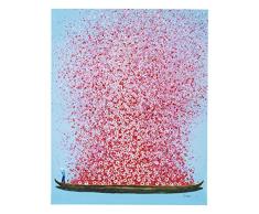 KARE Design Bild Touched Flower Boat, XXL Leinwandbilder auf Keilrahmen, Wanddekoration mit Boot und Blumen, Blau-Rosa (HxB) 100x80cm