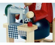 KWO Olbernhau 21011 Räuchermännchen Schneiderin sitzend, 16 cm