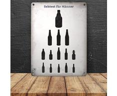 Sehtest für Männer Blechschild mit verschiedenen Bierflaschen in 15x20 cm - Metallschild Dekoschild