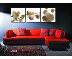 Haus und Deko Bild 3er Set Mohnkapsel Stilleben Mohn Samen Kapsel Holzfaserplatte Wandbild 3 Bilder auf Holzfaserplatte je 50x50 cm einfache Montage