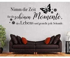 tjapalo® pk228 Wandtattoo nimm dir Zeit für die schönen Momente wandtattoo wohnzimmer spruch zitate Wandsticker Flur modern, Farbe: Schwarz, Größe: B58xH22cm