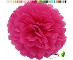 10 Papier Pompon 20cm SET ( fuchsia / magenta 183D ) // PomPom Bommel Papier Kugel Seidenpapier Pompon Blumen Deko Hängedeko Raumdeko