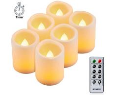 Kohree 6 LED Kerzen Flammenlose LED Teelichter mit Timer Fernbedienung, Batteriebetriebene Kerze flackernde flamme elektrische Teelichter mit Timerfunktion für Muttertag Valentinstag Party Geburtstags