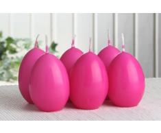6x Eikerzen, klein, ca. 6 x 4,5 cm, pink/fuchsia