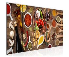 Bilder Küche - Gewürze Wandbild 150 x 60 cm Vlies - Leinwand Bild XXL Format Wandbilder Wohnzimmer Wohnung Deko Kunstdrucke Braun 5 Teilig - MADE IN GERMANY - Fertig zum Aufhängen 003156a