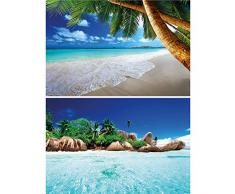 GREAT ART 2er Set XXL Poster Meerblick & Strandblick Wandbild Dekoration Urlaubsfeeling Set - Bild Wallpaper Foto-Poster Wanddeko Wand-Poster (140 x 100cm)