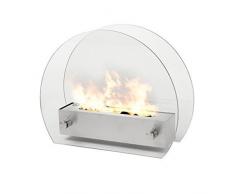 clic-and-get KMI05 Miami Bio-Ethanol Edelstahl Tischkamin Luxuskamin Kamin Gelkamin, silber, klar