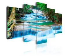 murando - Bilder Wasserfall 200x100 cm - Leinwandbilder - Fertig Aufgespannt - Vlies Leinwand - 5 TLG - Wandbilder XXL - Kunstdrucke - Wandbild - Landschaft Natur Bäume 030212-101