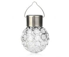 FeiliandaJJ Solar Glühbirne LED Licht Wasserdicht Drehbare Hängende LED Runde Kugelleuchten für Garten Camping Outdoor Hochzeit Party Halloween Xmas Innen/Außen Haus Deko (Mehrfarbig)