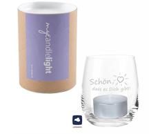 4you Design Leonardo Windlicht Schön, DASS es Dich gibt, Windlicht mit Spruch und Geschenkebox, Teelichtleuchter, Glaswindlicht, Geschenkidee, (Glas)