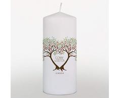 Hochzeitskerze mit Namen und Datum Grün, Traukerze Hochzeit, Hochzeitskerze Lebensbaum, Weiß