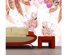 ZZXIAO Flamingo Romantik Wandbild Aquarell Feder Wohnzimmer Hintergrund Wallpaper wandpapier fototapete 3d wandpapier fototapete 3d effekt tapete Wohnzimmer Schlafzimmer Hintergrundbild-250cm×170cm