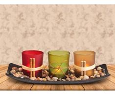 Teelichthalter, Teelichthalter mit 3 Teelichter, Dekoschale mit Kerzen, Tischdekoration, Weihnachtsdekoration, Deko für Geburtstag, Party, Hochzeit, 26cm x 10cm x 8cm