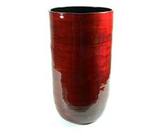 E+N Bambus-Vase Deko Asien China Japan Floristik Blumen-Strauß Blumen-Arrangement dunkelrot, HxØ:ca.52x28cm, Naturmaterial lackiert, hochglänzend