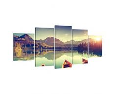 ge-Bildet® Leinwandbild zum Angebotspreis Tatra Nationalpark in der Slowakei natur türkis sonnenuntergang - 150x70 cm 5 teilig - mehrteilig XXL - direkt vom Hersteller aus Deutschland - Made in Germany