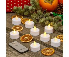 XMASKING 8 Tea Light batteriebetrieben LED warmweiss Flammeneffekt, Fernbedienung ON/Off, Innenbeleuchtung, LED-Teelichter, Weihnachtsbeleuchtung