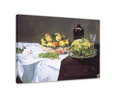 Bilderdepot24 Leinwandbild Édouard Manet - Alte Meister "Stilleben mit Melone und Pfirsichen" 80x60cm - fertig gerahmt, direkt vom Hersteller