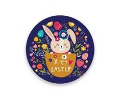 CHEHONG Untersetzer für Getränke, Keramik, Bedruckt, rund, Weihnachts-Untersetzer, Set mit saugfähigem Keramikstein und Korksockel, 9,9 cm große Osterkarte, Siehe Abbildung, 3.9×0.2inch X 2piece