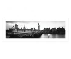 London - England - Kunstdruck Artprint Stadtlandschaft schwarz-weiss Fotografie - Grösse 95x33 cm + Wechselrahmen der Marke Shinsuke® KD aus schwerem MDF Holzfaserwerkstoff, Eiche - mit Acrylglas-Scheibe.