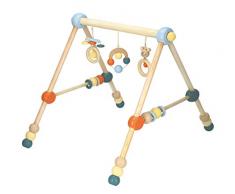 Bieco Spieltrapez Bär - höhenverstellbarer Spielbogen aus Holz mit Figuren Rasseln und Kugeln, ab Geburt, mehrfarbig, unbedenklich, Artn 23000055
