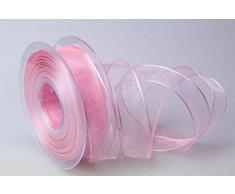 Christa-Bänder Organzaband rosa 25mm mit Draht