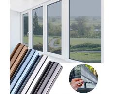 KINLO 75x300cm verspiegelte Folie Sonnenschutz selbstklebend Fensterfolie Sichtschutz und Hitzeschutz Sichtschutzfolie Spiegelfolie für Fenster Silber-Blau