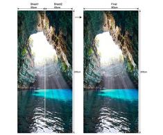 Maritown 3D Türaufkleber für Innentüren, Landschaft Tier Foto gedruckt Selbstklebende Wandbilder wasserdichte Tür Aufkleber Vinyl Tür Wandmalereien Tür Tapete für Schlafzimmer Badezimmer (90x200 cm)