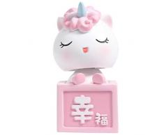 Vosarea Tierfiguren Cartoon Einhorn Figur Bobble Head Auto Dekoration Innenverzierung Armaturenbrett Schreibtisch Schreibtisch Wohnkultur Bücherregal Glück
