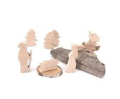 Maria, Josef und Krippe - handgefertigte Krippenfiguren aus Holz - Weihnachtsgeschenk, Nikolaus