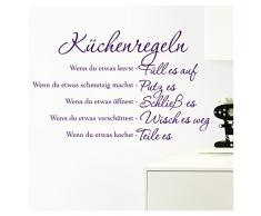 Grandora Wandtattoo Küchenregeln I violett (BxH) 58 x 36 cm I Küche Spruch Zitat Aufkleber selbstklebend ablösbar Wandaufkleber Wandsticker Sticker W957