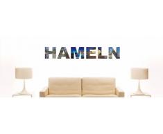 Wandtattoo farbige Wandschrift Städtename Hameln mit Sehenswürdigkeiten 180 x 28 cm Länge