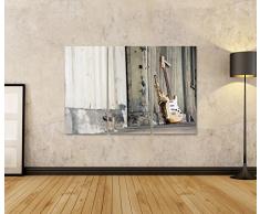 islandburner Bild Bilder auf Leinwand XXL Leinwandbild Wandbild Poster Kunstdruck 3-teilig AMD-3P Saxophon Gitarre