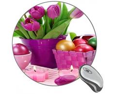 Osterferien Eier Tulpen Kerzen Korb rutschfeste Gummi Mauspad Runde Mousepad