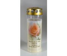 Grablicht-Kerze 20/7 cm - Rose A - 3754 - Menschen... - 7 Tage Brenndauer – (Ewiglicht-Ölkerze)-Grabkerze mit Motiv und Spruch - Trauerkerze mit Foto und Spruch
