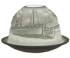 Himmlische Düfte Geschenkartikel GmbH Fischkutter Windlicht, Porzellan, weiß, 12 x 12 x 8 cm