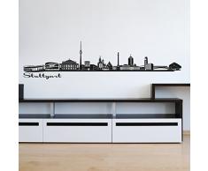 Wandkings Skyline Wandaufkleber Wandtattoo - 125 x 30 cm in schwarz - Deine Stadt wählbar - Stuttgart