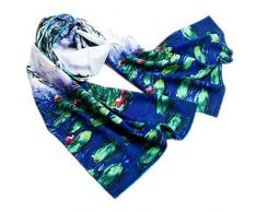 Prettystern P538 -160cm Kunstdruck Malerei handgerollt Seidenschal Claude Monet - Seerosen / Water lilies