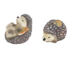 DARO DEKO Keramik Figur Igel mit Blatt A und B - 2 Stück
