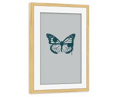 artboxONE Poster mit Rahmen 75x50 cm Romantik Tiere Retro Butterfly grau Gerahmtes Poster kiefer - Wandbild Romantik Tiere Retro Kunstdruck von PlayArt