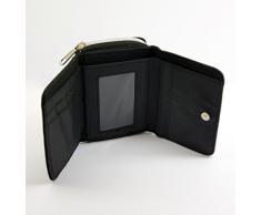 ilka parey wandtattoo-welt Portemonnaie Geldbörse Brieftasche mit süßen Eulen, Schmetterlingen und Punkten Eulengeldbörse Eulenportemonnaie blau gk33