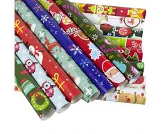 NiceButy 10 Stück von Weihnachten Geschenkpapier Weihnachtsverpackungspapierverpackungen Schnittlinie Weihnachtsdekoration Umkehr Geschenkfertigkeitder Rolle Packpapier (gelegentliche Farbe)